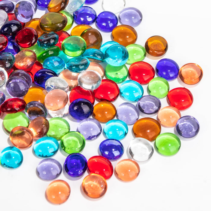 1 LB Mix Color Glass Beads, Mini Flat Glass Marbles~150PCS for Vase Fillers, Floral Bottom Mancala Gems Pebbles Fish Tank Rocks for Table Scatter Aquarium,Home Decorative Art Craft Supplies(0.5"~0.7")