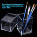 Acrylic Pen Holder, 3 Pcs Clear Pencil Holders for Desk, Makeup Brush Holder Cup Organizer, Stationery Storage Desktop Accessories for Office School Supplies (with Cleaning Cloth)