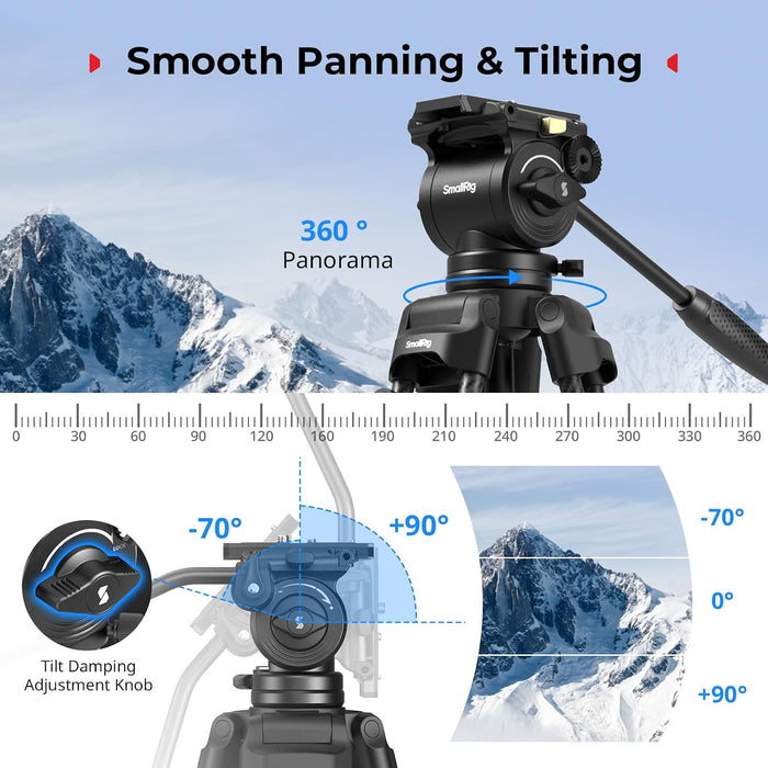 SMALLRIG AD-14 73" Heavy Duty Video Tripod Fluid Head 5441