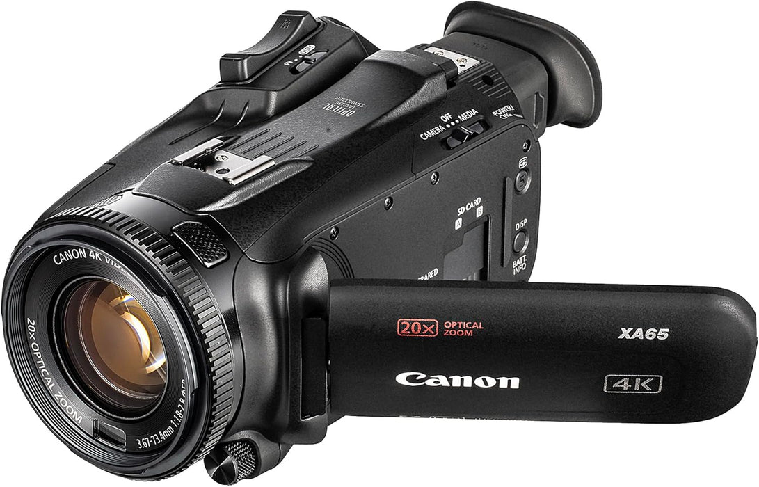 Canon XA65 PAL Professional UHD 4K Camcorder Bundle with 128GB Memory Card + Carrying Case + Cleaning kit