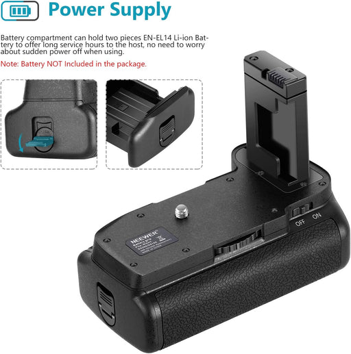 Neewer Pro Battery Grip for Nikon D5100 5200 DSLR Camera Compatible with EN-EL14 Batteries - Buy Direct & Save