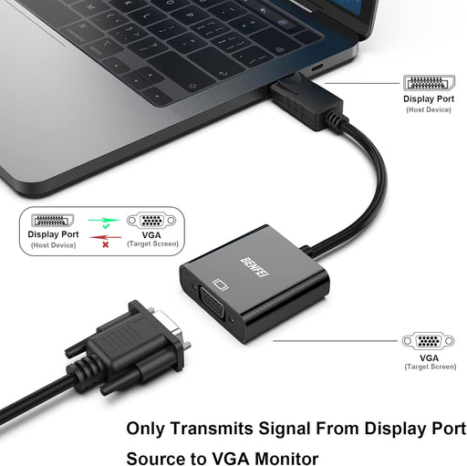 BENFEI DisplayPort to VGA 10 Pack,Gold-Plated Uni-Directional DP Computer to VGA Screen Adapter 1080P (Male to Female) Compatible for Lenovo, Dell, HP, ASUS