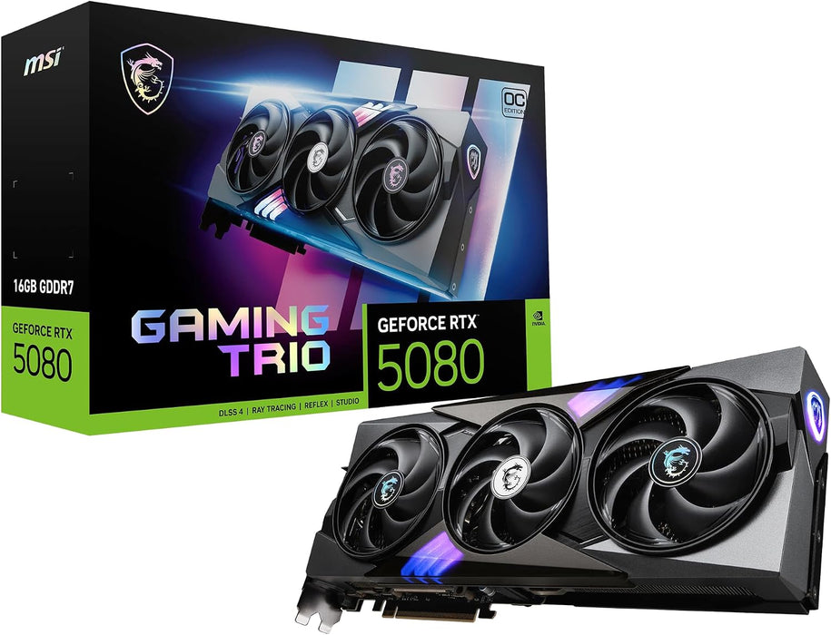 MSI GeForce RTX 5080 GAMING TRIO OC 16GB GDDR7 Graphics Card
