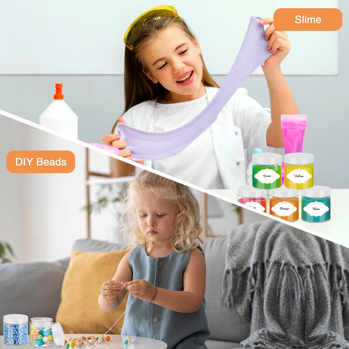 Plastic Jars 6 OZ, 48 Pcs Plastic Jars with Lids Round Wide Mouth Slime Containers with White Lids Empty Small Storage Jar for Travel, Home Kitchen Food, Arts Crafts