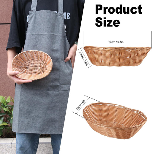 30 Pack Oval Poly Wicker Basket, 9 x 6 x 2.6 Inch Poly Wicker Bread Baskets, Medium Size Gift Baskets for Kitchen, Christmas Gifts, Centerpiece Display, Storing Bread, Fruits, Vegetables, by GNIEMCKIN