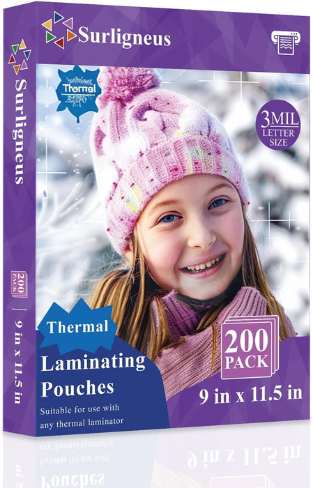 Laminating Sheets 8.5 x 11, 200 Count Thermal Laminating Pouches 3 mil, Clear Thermal Laminating Plastic Paper Laminator Sheets, Fits Letter Sized Paper 8.9 in × 11.4 in, Office Supplies.