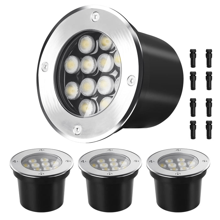 12W Low Voltage Landscape LED Ground Light for Garden, Patio - 12V-24V Outdoor Lighting 4 Pack