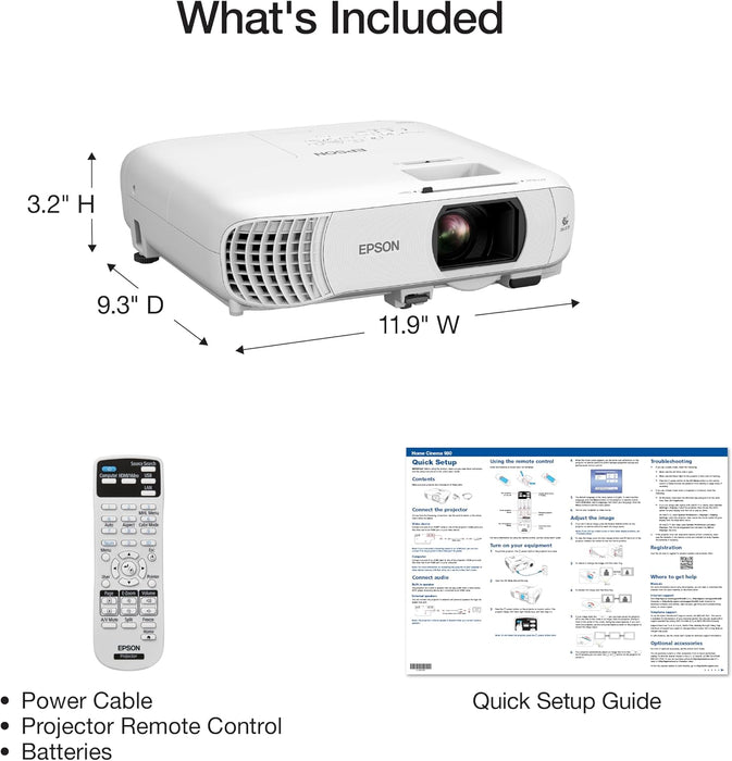 Epson Home Cinema 980 3-Chip 3LCD 1080p Projector 4000 Lumens White V11HB63020