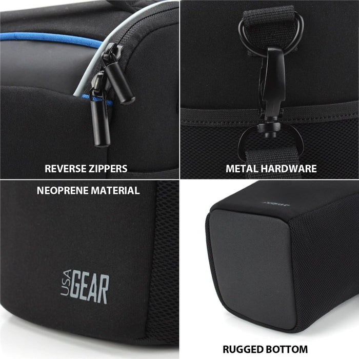 USA Gear DSLR Camera Case for Men and Women with Top Loading Accessibility, Adjustable Shoulder, Small Camera Sling Bag, Travel Padded Handle - Camera Holster Bag for Nikon, Canon, Panasonic (Black)