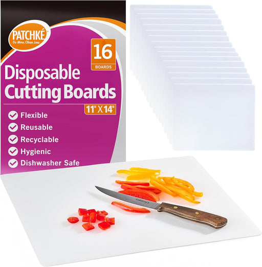 Plastic Cutting Boards For Kitchen – 16 Pack - 11"x14" – Durable, Disposable Borad Mats, Reusable – Perfect for Meal Prep & Cooking (Medium 16 Count)