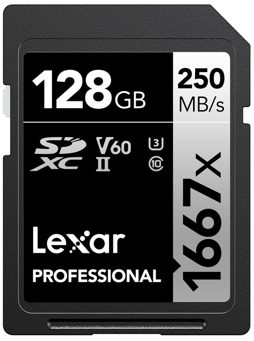 Lexar 256GB (2-Pack) Professional 1667x SD Card, UHS-II, C10, U3, V60, Full HD, 4K, Up To 250MB/s Read SDXC Memory Card, for Professional Photographer, Videographer, Enthusiast (LSD1667256G-B2NNU)