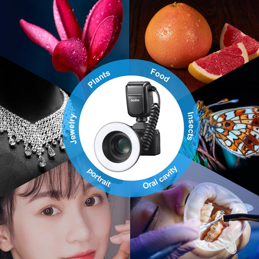 NJA TTL  MF-R76N Macro Ring Flash for Nikon TTL/M Mode 5900K 76Ws 2.4G Wireless Control 550 Full-Power Flashes 0.1-1s Recycle Time Dual-Flash Tubes with LCD Screen for Inscet Plant Jewelry Shooting - Buy Direct & Save