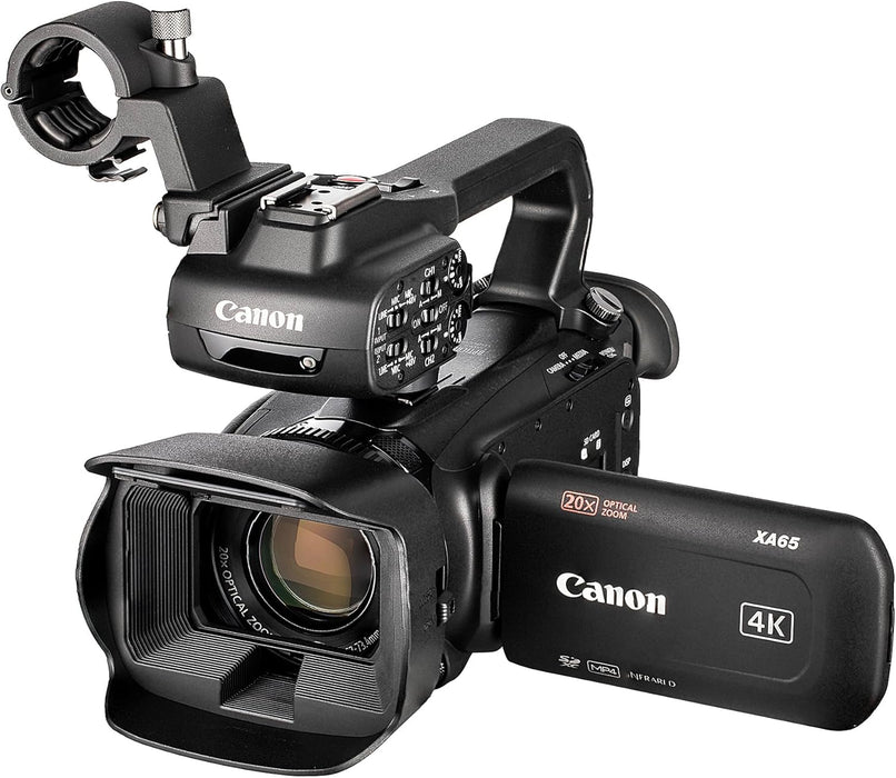Canon XA65 PAL Professional UHD 4K Camcorder Bundle with 128GB Memory Card + Carrying Case + Cleaning kit