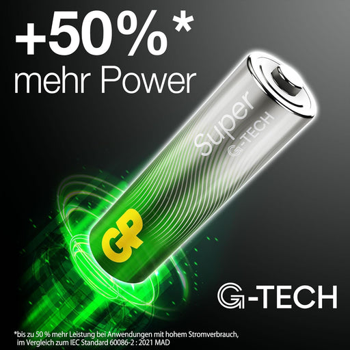 GP Super Alkaline Batteries AA 1.5 V, Ideal for Powering Daily Devices G-TECH Technology, Pack of 80 AA Batteries