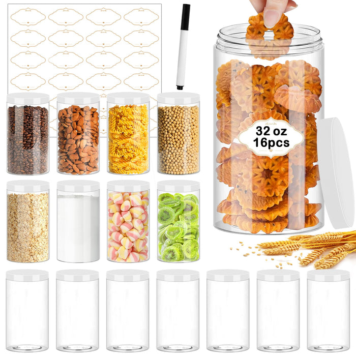 Plastic Jars 6 OZ, 48 Pcs Plastic Jars with Lids Round Wide Mouth Slime Containers with White Lids Empty Small Storage Jar for Travel, Home Kitchen Food, Arts Crafts