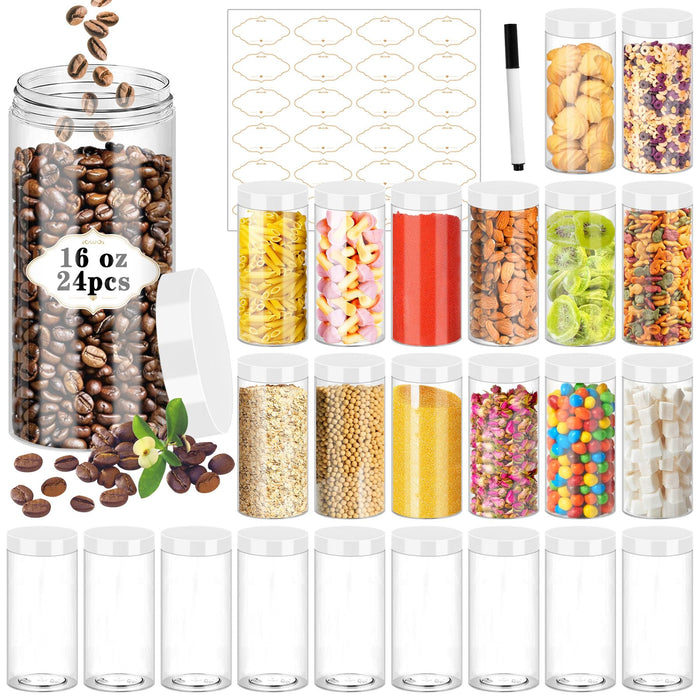 Plastic Jars 6 OZ, 48 Pcs Plastic Jars with Lids Round Wide Mouth Slime Containers with White Lids Empty Small Storage Jar for Travel, Home Kitchen Food, Arts Crafts