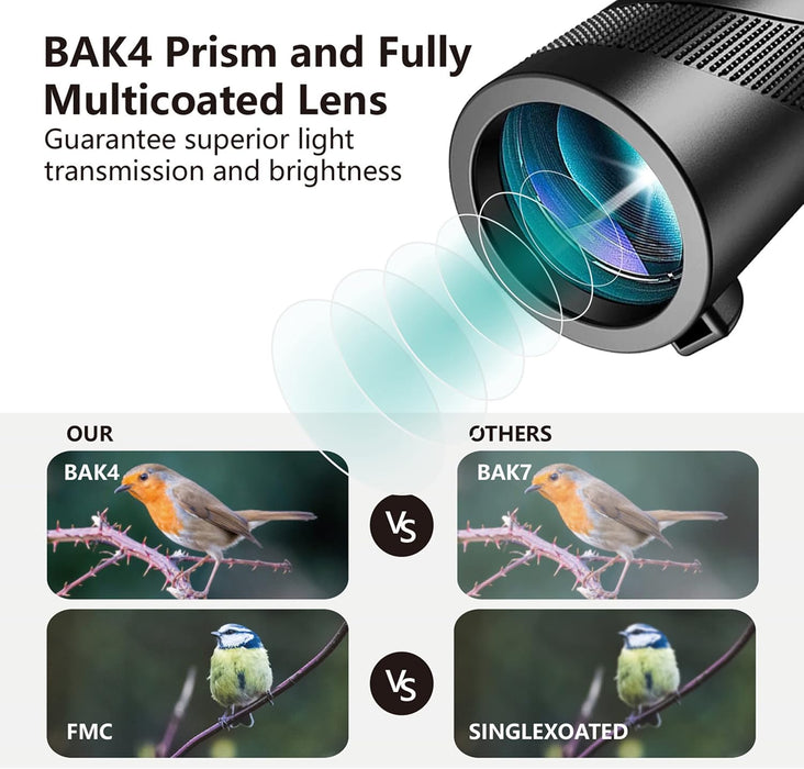 80x100 Monocular-Telescope High Powered for Smartphone Monoculars for Adults High Definition for Stargazing Hunting Wildlife Bird Watching Travel Camping Hiking