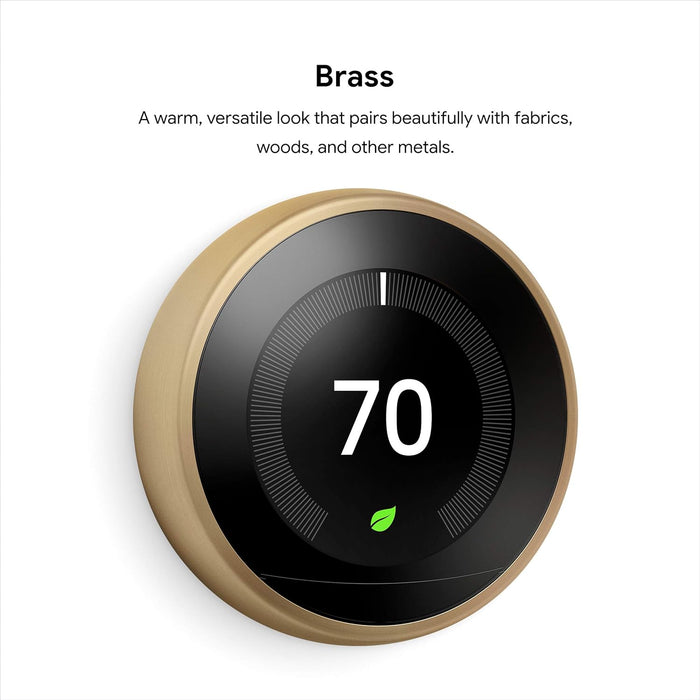 Google Nest Learning Thermostat - Programmable Smart Thermostat for Home - 3rd Generation Nest Thermostat - Compatible with Alexa - Brass (Renewed)