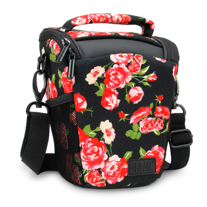 USA Gear DSLR Camera Case for Men and Women with Top Loading Accessibility, Adjustable Shoulder, Small Camera Sling Bag, Travel Padded Handle - Camera Holster Bag for Nikon, Canon, Panasonic (Black)
