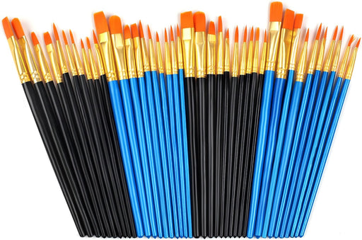 40 Pcs, Paint Brush Set for Acrylic Painting, Watercolor Brushes for Acrylic Oil Watercolor, Miniature Detailing, and Rock Painting
