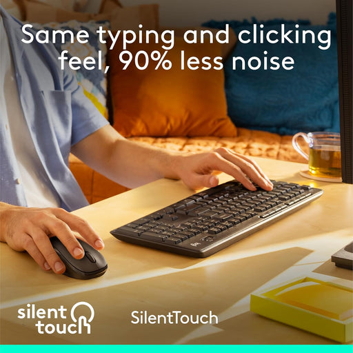 Logitech MK295 Wireless Mouse & Keyboard Combo with SilentTouch Technology, Full Numpad, Advanced Optical Tracking, Lag-Free Wireless, 90% Less Noise - Graphite