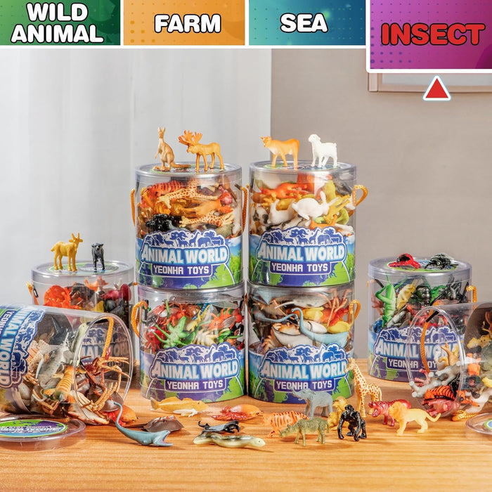 60 Piece Mini Insect Toys with Gift Box, Plastic Bug Figure for Kids, Fake Bug Theme Party Decoration, School Project Sensory Bins, Classroom Reward, Halloween Goody Bag Filler Gift, Cupcake Topper