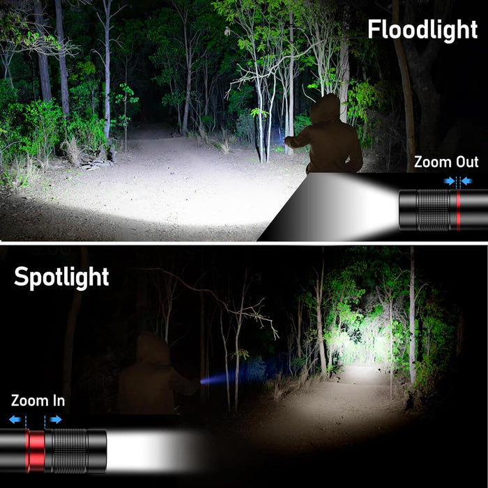 Flashlight Rechargeable, High Lumens Flashlight, Super Bright Small LED Flash Light- Zoomable, Adjustable Brightness, Long Lasting for Camping, Outdoors and Home Emergency