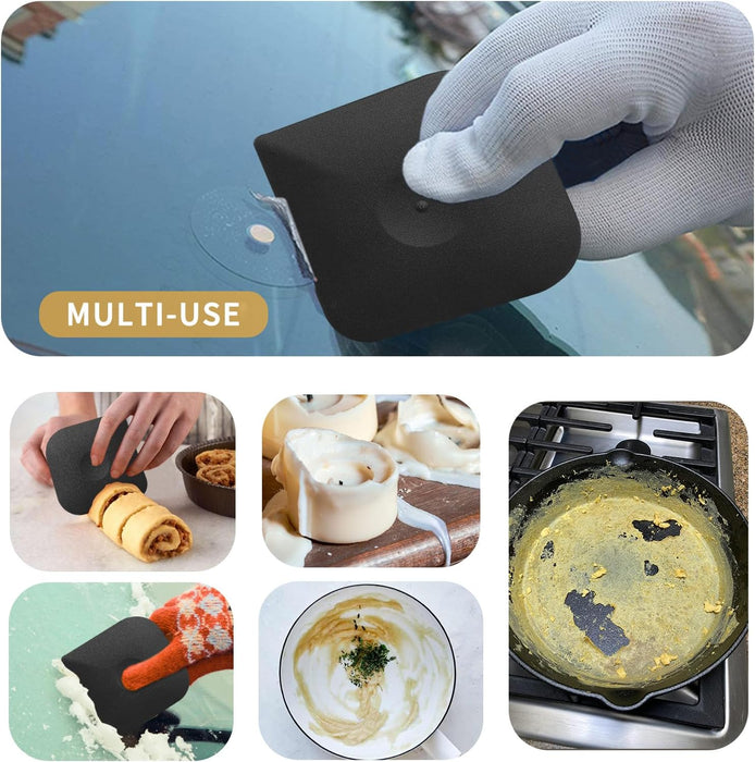 Herda Pan Scraper Pot Scraper Plastic Kitchen Scraper Tool, 5pcs Food Scraper Dish Scraper Hard Nylon Platic Cleaning Scraper Tool for Kitchen Pan, Pot, Cast Iron (Black)
