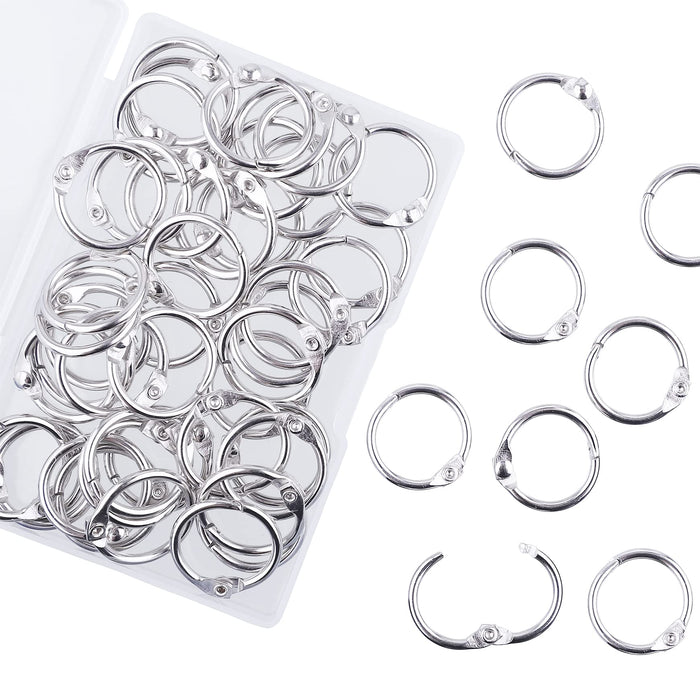 1 Inch Loose Leaf Binder Rings, (50 Pack) Metal Office Book Rings, Nickel Plated Steel Binder Rings, Keychain Key Rings, Index Card Rings, Silver, for School, Home, Office
