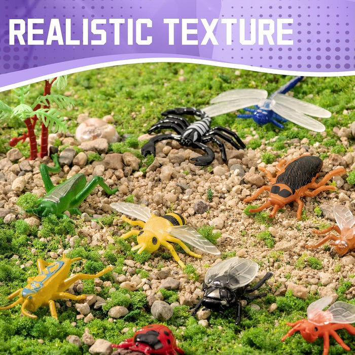 60 Piece Mini Insect Toys with Gift Box, Plastic Bug Figure for Kids, Fake Bug Theme Party Decoration, School Project Sensory Bins, Classroom Reward, Halloween Goody Bag Filler Gift, Cupcake Topper