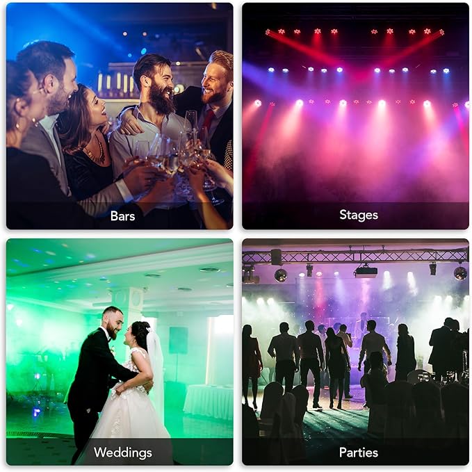 CO-Z LED Stage Lighting RGB Disco Lights 18x3W with DMX Controller for DJ, Concert, Disco, Bar, Party, Wedding 8 Pieces - NJ Accessory/Buy Direct & Save