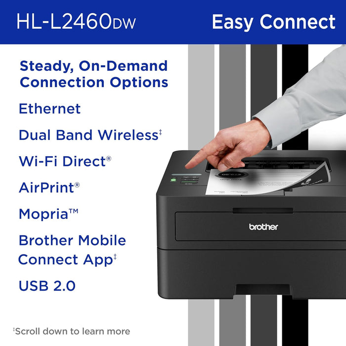 Brother HL-L2460DW Wireless Compact Monochrome Laser Printer with Duplex