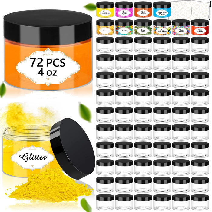 Plastic Jars 6 OZ, 48 Pcs Plastic Jars with Lids Round Wide Mouth Slime Containers with White Lids Empty Small Storage Jar for Travel, Home Kitchen Food, Arts Crafts