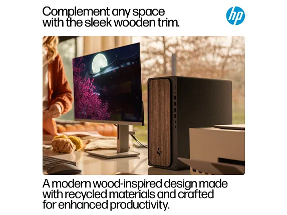 HP OmniDesk M03-0155t Desktop PC Intel Core Ultra 5 16GB RAM 1TB SSD Dark Wood