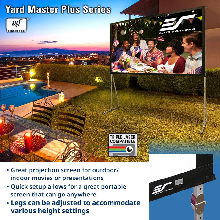 Elite Screens Yard Master Plus, 180-INCH 16:9 Height Setting Adjustable Portable Projector Screen, 4K HD Outdoor Indoor Movie Theater Front Projection, US Based Company 2-YEAR WARRANTY, OMS180H2PLUS