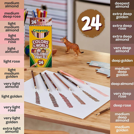 Crayola Colors of the World Colored Pencil Set (24ct), Skin Tone Colored Pencils for Kids, Coloring Book Pencils, Gifts for Kids
