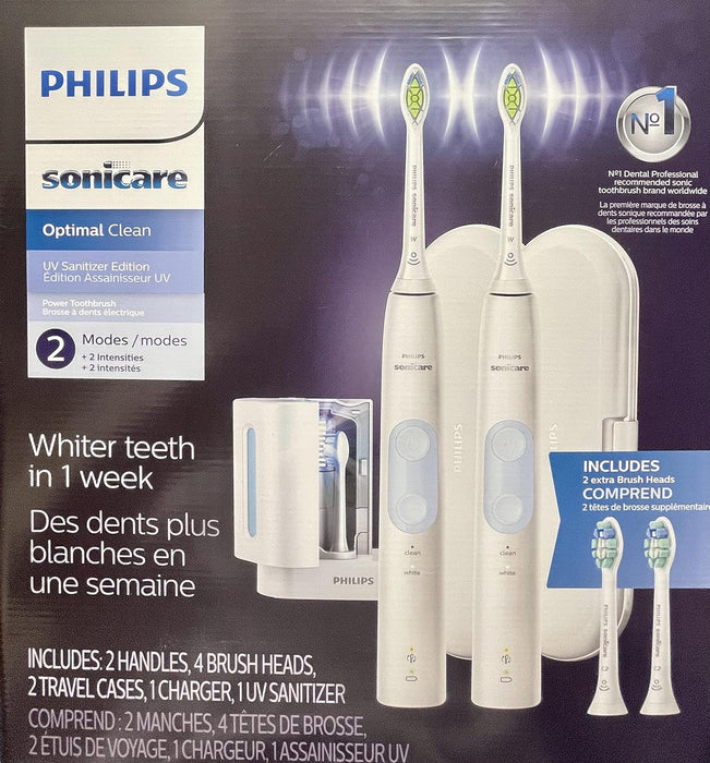 Philips Sonicare Optimal Clean Rechargeable Electric Toothbrush, 2-pack