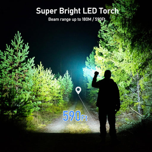 Flashlight Rechargeable, High Lumens Flashlight, Super Bright Small LED Flash Light- Zoomable, Adjustable Brightness, Long Lasting for Camping, Outdoors and Home Emergency