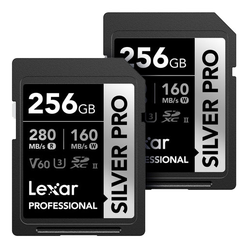 Lexar 256GB (2-PK) Professional SILVER PRO SDXC Memory Card, UHS-II, C10, U3, V60, Full-HD & 4K Video, Up To 280MB/s Read, for Professional Photographer, Videographer, Enthusiast (LSDSIPR256G-B2NNU) - Buy Direct & Save