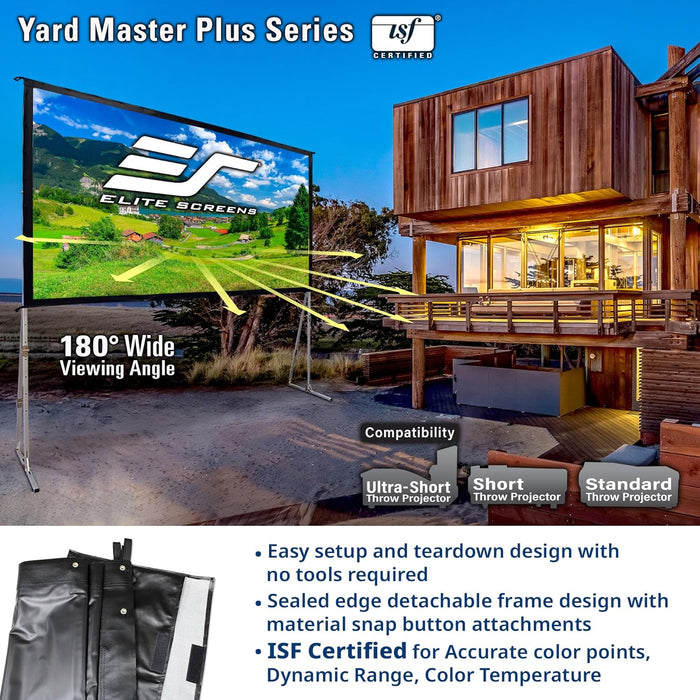 Elite Screens Yard Master Plus, 180-INCH 16:9 Height Setting Adjustable Portable Projector Screen, 4K HD Outdoor Indoor Movie Theater Front Projection, US Based Company 2-YEAR WARRANTY, OMS180H2PLUS