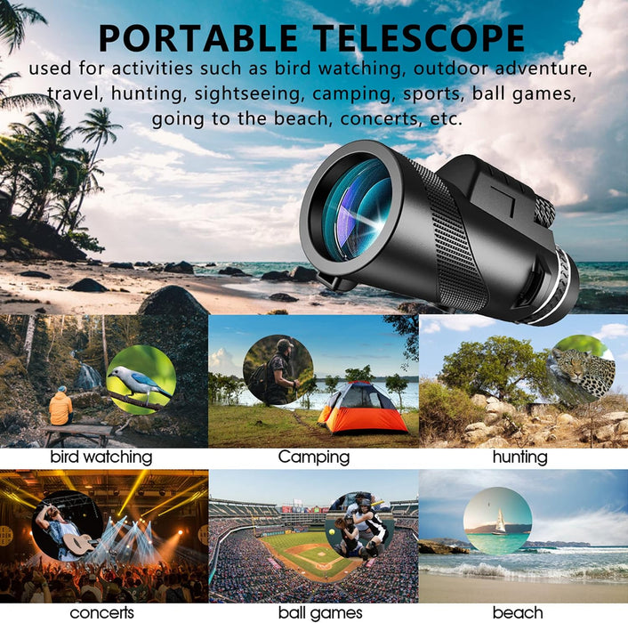 80x100 Monocular-Telescope High Powered for Smartphone Monoculars for Adults High Definition for Stargazing Hunting Wildlife Bird Watching Travel Camping Hiking