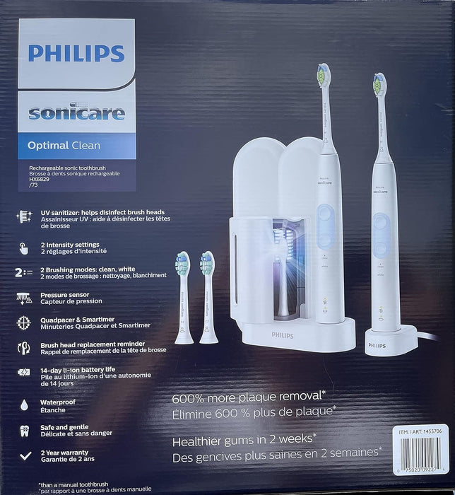 Philips Sonicare Optimal Clean Rechargeable Electric Toothbrush, 2-pack