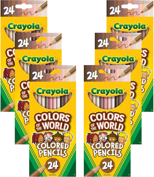 Crayola Colors of the World Bulk Colored Pencil Set - 6 Packs (24ct), Skin Tone Kids Colored Pencils for Kids, School Supplies