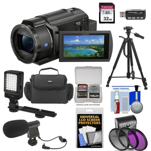 Sony FDR-AX43 UHD 4K Handycam Camcorder with LED Light, Mic, Case, Filter Set Bundle