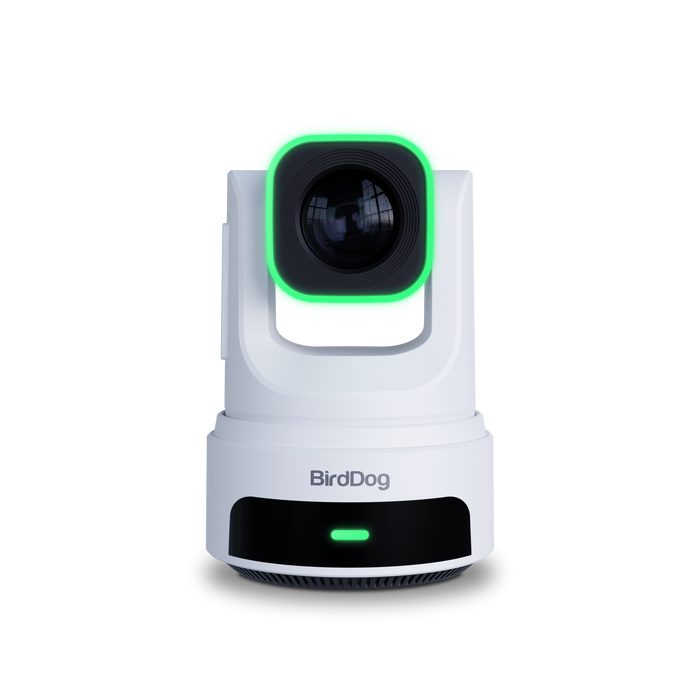 BirdDog X4E Ultra PTZ Camera (White) - front lens view
