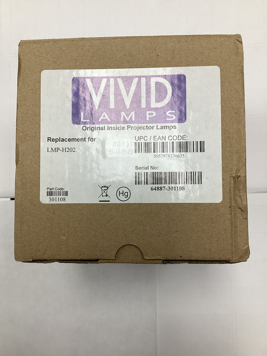 New VIVID Original Inside Replacement Lamp for Sony LMP-H202 (OEM Bulb + Housing)