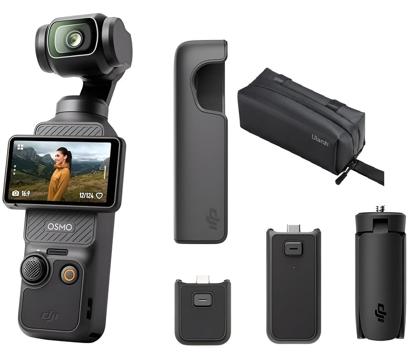 DJI Osmo Pocket 3 Capture More Combo, Vlogging Camera with 1'' CMOS & 4K/120fps Video, 3-Axis Stabilization, Fast Focusing, Face/Object Tracking, 2" Rotatable Touchscreen Mini Charger + Mini Tripod Bundle + More