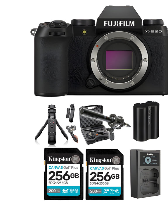 FUJIFILM X-S20 Mirrorless Camera and Content Creation Kit with Fujifilm Tripod Wireless Shooting Grip + More