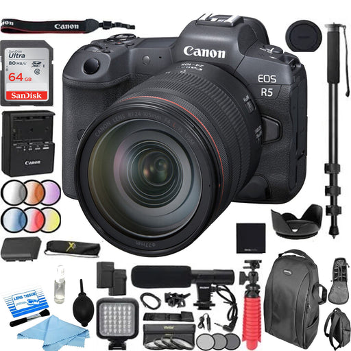 Canon EOS R5 Mirrorless Camera with 24-105mm f/4L Lens Deluxe Bundle