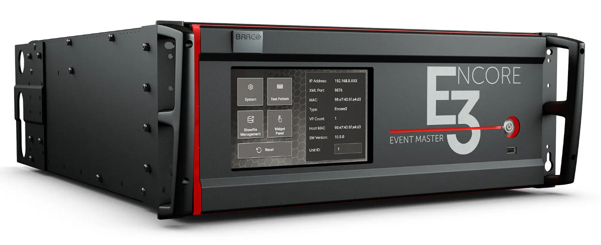 Barco Encore3 R9011360BF 4K screen management system, front angle view